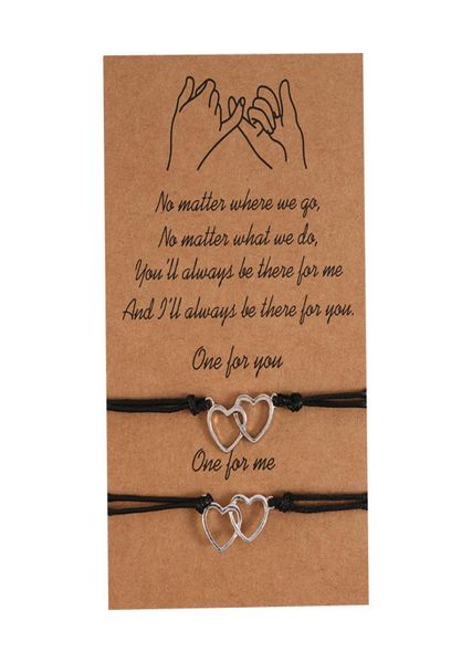 

love bracelet creative personality alloy double peach heart woven pull card couple bracelet4056500, Golden;silver