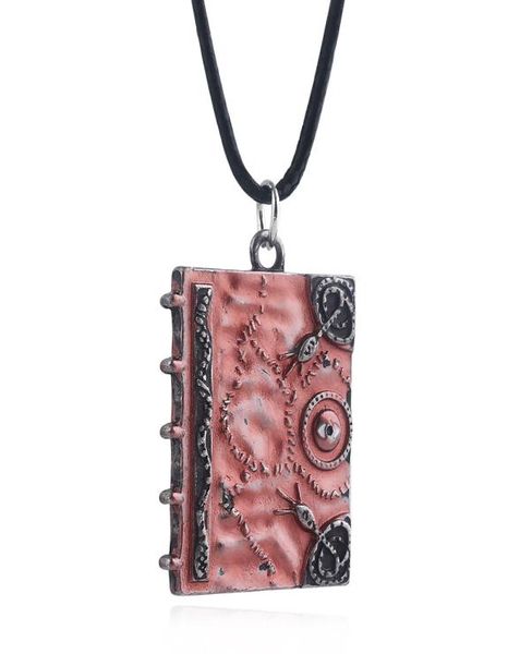 

hocus pocus spell book necklace sanderson sisters double sided book pendant choker with rope chain women kids halloween jewelry4223933, Silver