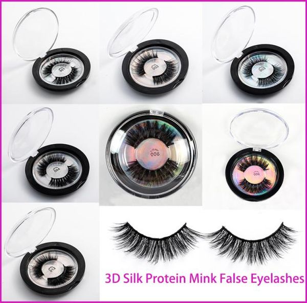 

mink lashes 3d silk protein mink false eyelashes long lasting lashes natural mink eyelashes round box packaging5114876