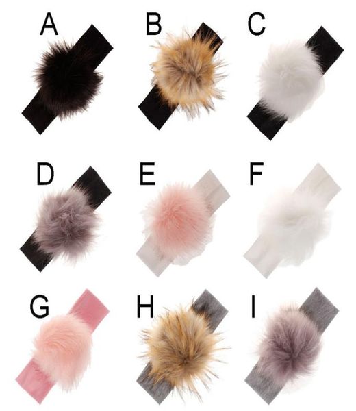 

headband cute newborn infant baby girl headbands toddler kids party hairband po props fur pom solid headwear headwrap baby acce9404154, Slivery;white