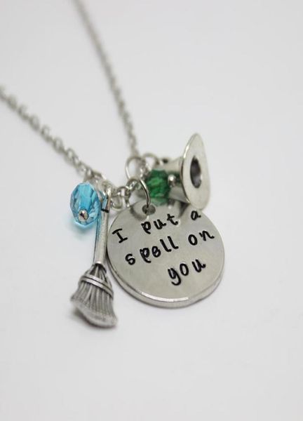 

12pcslot i put a spell on you necklace hocus pocus inspired halloween witch necklace pendant necklace christmas gift7153399, Silver