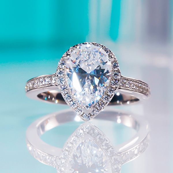 

wedding rings qinhuan 2 carat water drop diamond ring for women s925 sterling silver platinum plated fine jewelry 230822, Slivery;golden