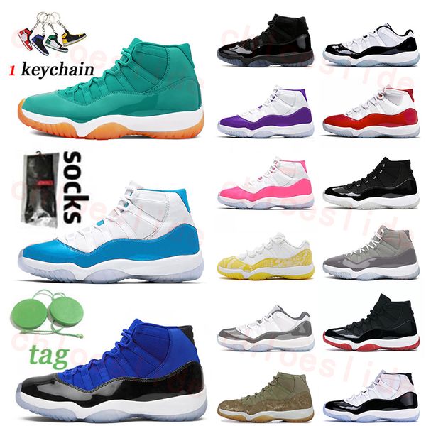 

high jumpman 11 basketball shoes 11s for men women black blue pink cherry tour yellow snakeskin bred high anniversary cool grey cap and gown