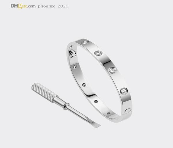 

love screw bracelet designer bracelets women carti bangle silver bracelet 10 diamonds luxury jewelry titanium steel goldplated ne2485929, Black