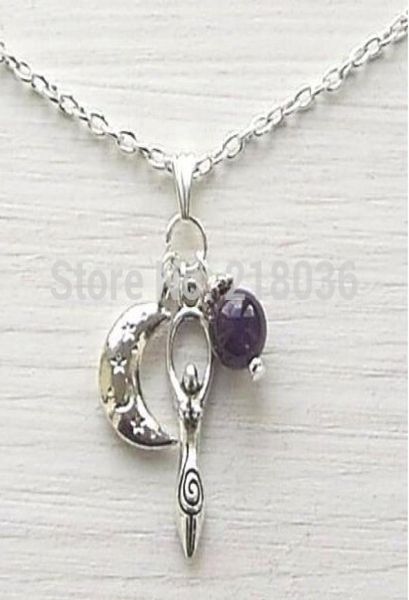 

vintage silver goddess of life moon amethyst charms statement choker chain pendant necklaces woman fashion jewelry girls bijoux 14703808