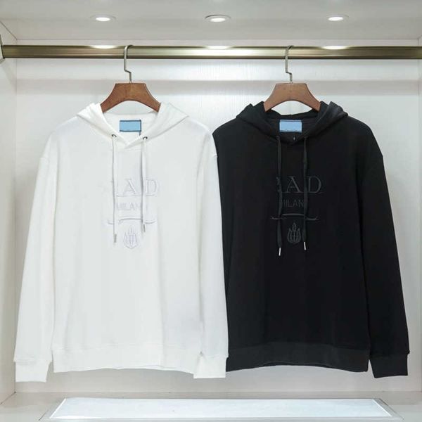 

23ss autumn sweatshirt p designer hoodie loose hooded sweater men women three-dimensional embroidery letters ins pullover coat casual long s, Black