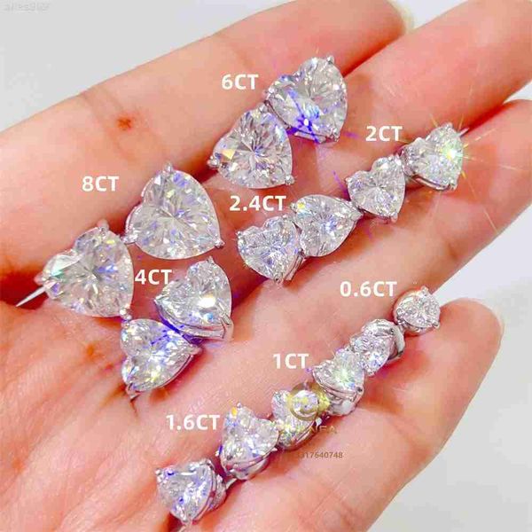 

fashion jewelry hip hop men women gra moissanite diamond gold plated silver 925 sterling moissanite heart stud earrings, Golden