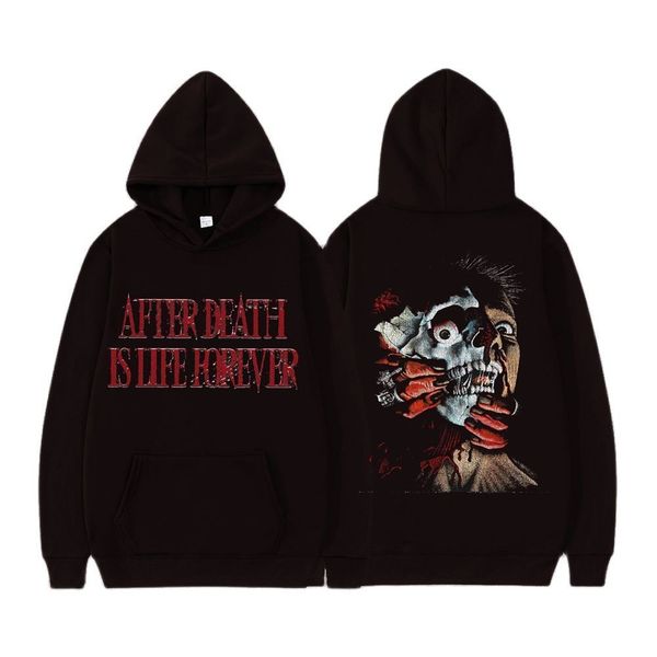 

men's hoodies sweatshirts for men and women horror print hooded sweater plus velvet warm fashion couple autumn winter casual hoodie 230, Black