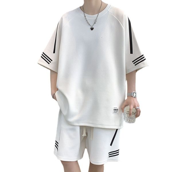 

men's tracksuits 2023 casual suit soft touch 100 cotton hip hop tshirt loose caftan sleeve upscale summer 230823, Gray