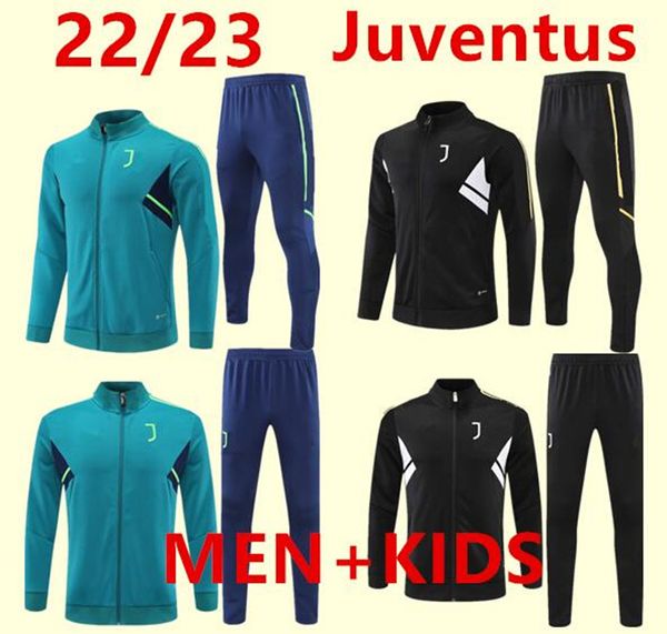 

juventus sportswear 22/23 pogba di maria vlahovic chiesa 22 23 juventus training jersey men children set football jacket set uniform sportsw, Black