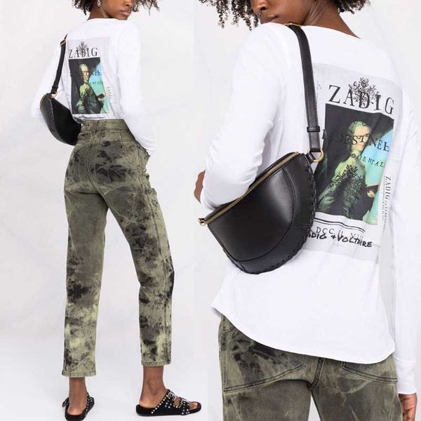 

zadig voltaire 23 designer t shirt early autumn new french minority zv beethoven painting portrait printing digital printing v-neck button l, White