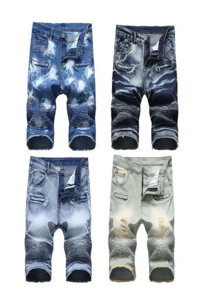 

men jeans shorts motorcycle jeans rock revival short pants skinny slim ripped hole men039s denim shorts mens designer short jea4586842, Blue