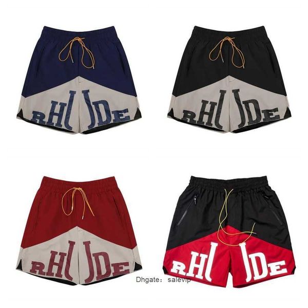 

summer swim short designer men limited rhude shorts knee length hip hop high shorts street sports training beach pants mens elastic waist si, White;black