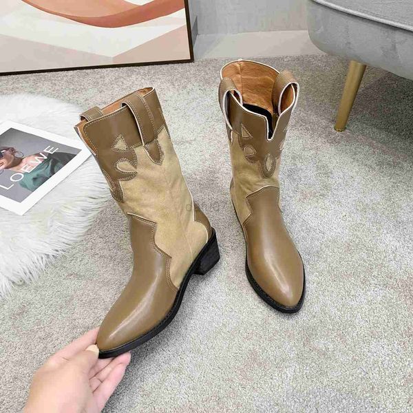 

boots heels ankle boots women ankle boots shoe for women toe mid thick square heel slip on shoe boots cowboy heel botas de mujer, Black