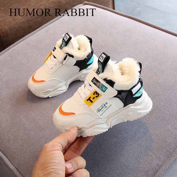 

boots autumn winter girl children sport shoes breathable plush warm boys sneakers boots soft light with fur outdoor kids running shoes 23082, Black;grey