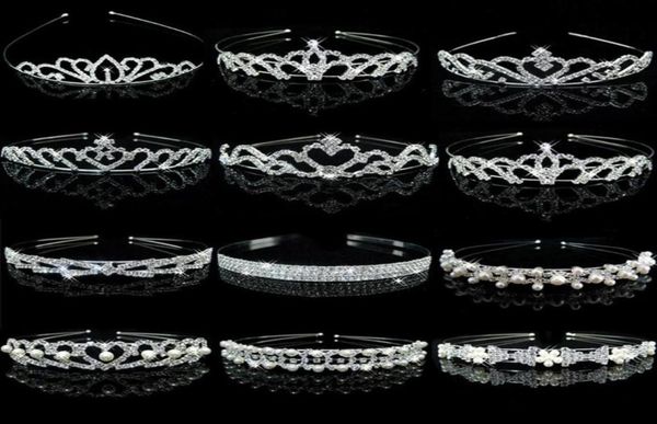 

1pc princess crystal tiaras and crowns headband kid girls love bridal prom crown wedding party accessiories hair jewelry230l4020143, Slivery;white