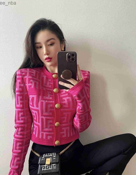 

w025 women's outerwear coats 2022ss elegant occasions vintage cerise girl party shoulder pads knitted cardigan female chic casual sweat, Black