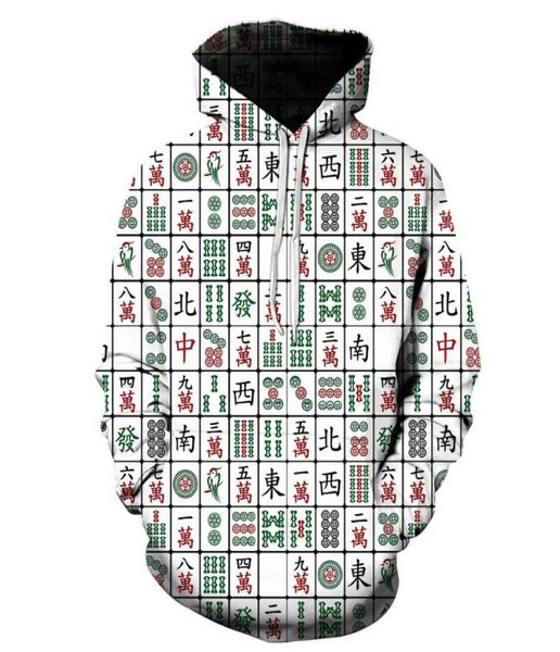 

new fashion 3d print hoodies funny hoodies mahjong print style pullover sleeve streetwear sweatshirt hoodie4004580, Black