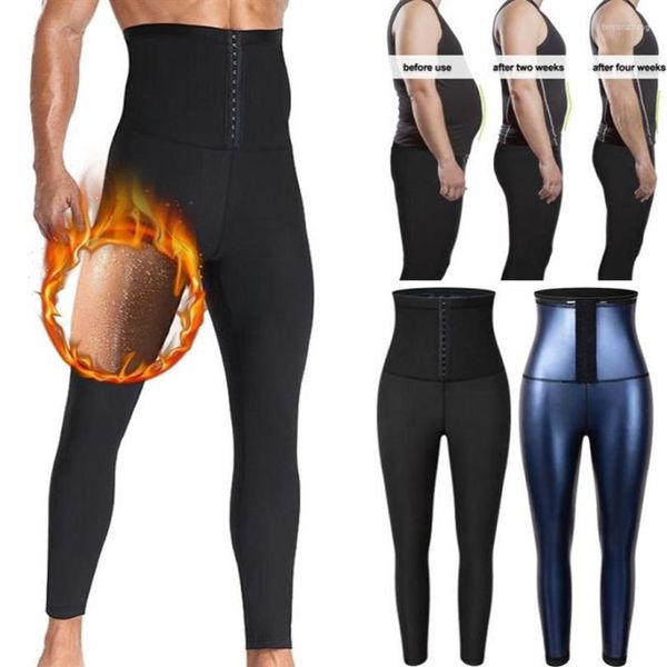 

waist support men compression shapewear sauana sweat leggings fitness back tummy control pants reductive girdle slimming shaper135207t, Black;gray