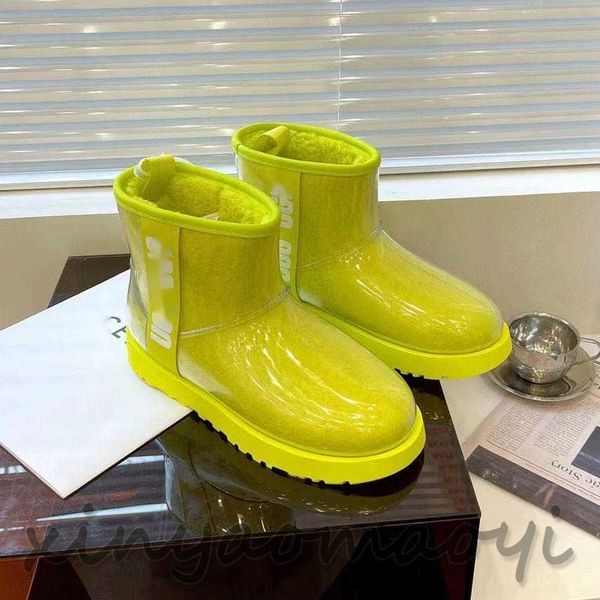 

yellow-green boots nano waterproof, uggitys jelly boots slip-on ankle boots warm wool women's lightweight non-slip snow boots, designer, Black