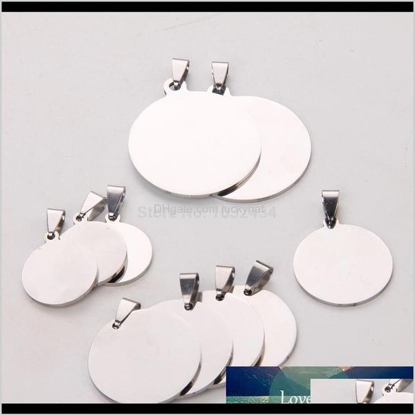 

silestone quartz 50pcslot customize engrave polished stainless steel charm round dog tag stamping blanks jewelry pendant uknng204u, Silver