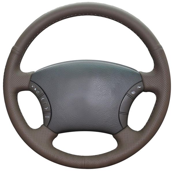 

dark brown natural leather car steering wheel cover for toyota land cruiser prado 120 land cruiser 2003-2007 tacoma 2005-2011250j