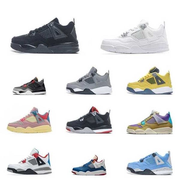

4s jumpman baby military black basketball shoes trainers kids union fire red 4 pure money black cat pale citron guava ice desert moss red th