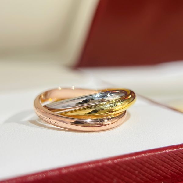 

luxurys band rings trinity brand designer copper three colors round mix fashion ring for brides engagement wedding jewelry with box party gi, Silver