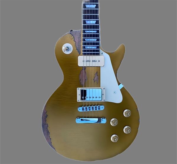 

in stock electric guitar rose wood fingerboard made in china vintage guitar gold dust color