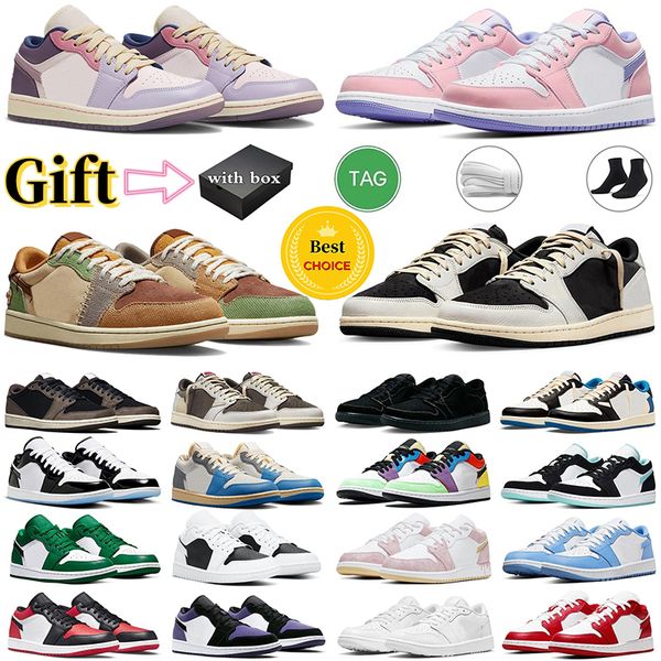 

with box jumpman 1 low basketball shoes 1s black phantom vintage unc grey voodoo bred toe court purple triple white panda men women sneakers