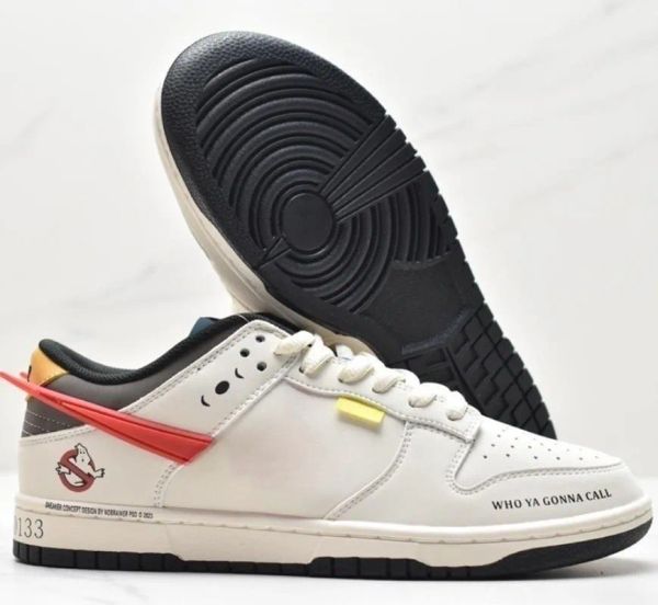 

designer's dunks black and white panda white pink three hook deconstructed strap double laces retro fashion men's and women's