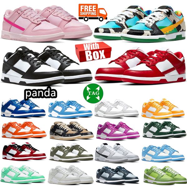

with box low designer casual shoes panda pink chunky men women white black unc grey fog team green syracuse olive gai mens trainers outdoor