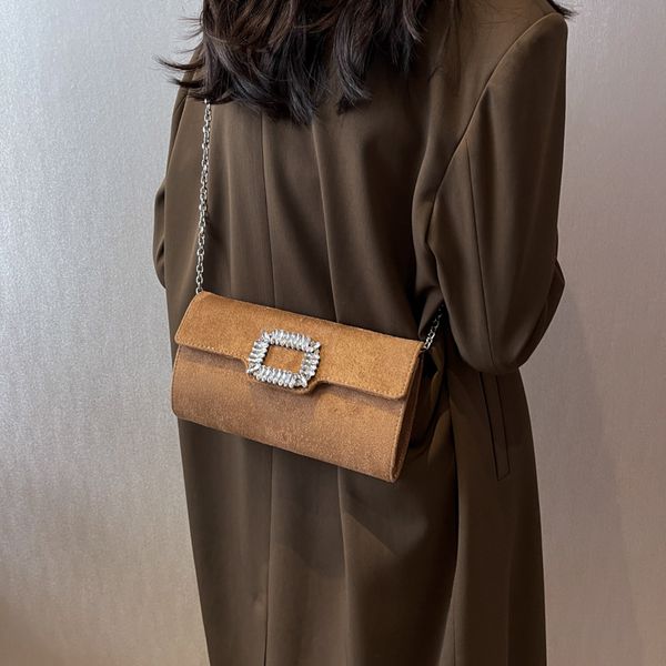 

Outlet women shoulder bags 4 colors simple and versatile solid color frosted hand chain bag elegant atmosphere drilling handbag street trend leather backpack 2541#, Green