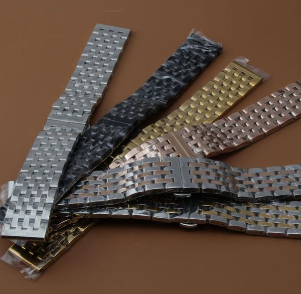 

whole watch band polished men 20mm 22mm black silver stainless steel watch strap bracelet for luxury sport watch promotion fas4078119, Black;brown