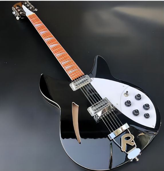 

12-string electric guitar, rickon 360 electric guitar, black painted body, built-in triangle fingerboard, ing