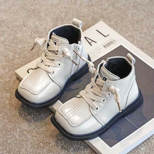 

boots autumn kids ankle boots toddler girl boys martin boots pu leather kids' winter shoes sneakers square head boys school shoes warm, Black;grey