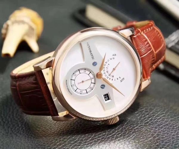

men's new style business mans classic watches man watch mechanical automatic movement stainless steel male wristwatch al03-2, Slivery;brown