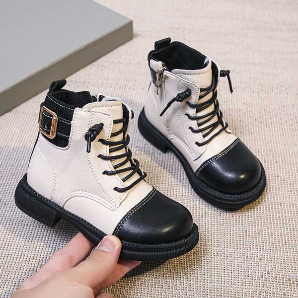 

boots fashion children ankle boots autumn winter leather kids martin boots school boy shoes fashion girls' boots plush warm sneakers l0, Black;grey