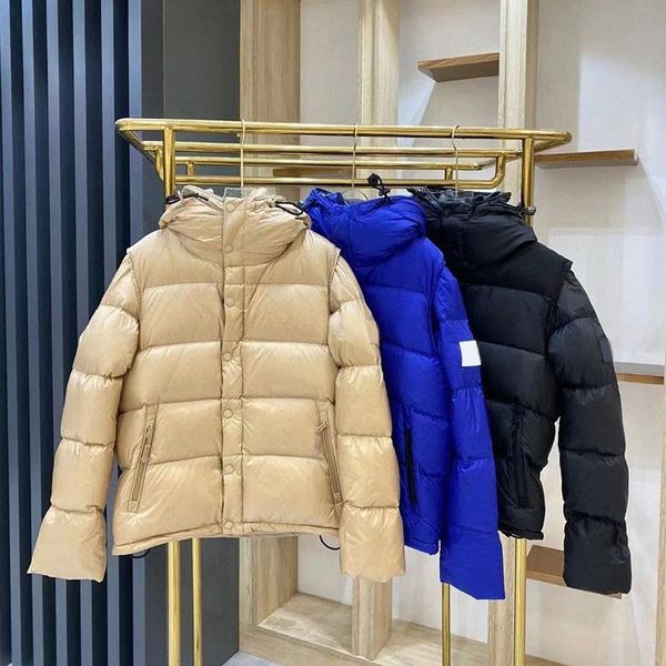 

mens puffer down parkas warm hoodee outwear coats long sleeve casual fashion chest pocket winbreaker clothing s-2xl w54g#, Black