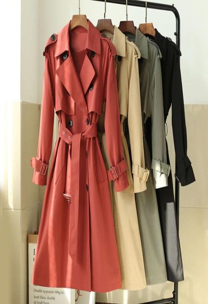 

styles womens elegant a line trench coat doublebreasted belted ladies cloak windbreaker spring fall outerwear grey korean style5518051, Tan;black