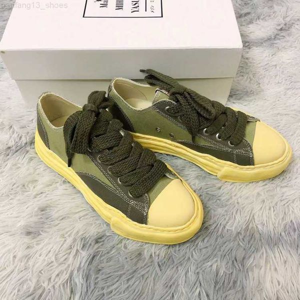 

maison mihara yasuhiro dissolved shoes men's vintage mmy canvas shoes women's low colorful casual shoes, Black