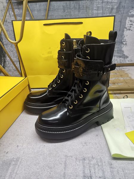 

designer black ankle chunky platform flats combat boots low heel lace-up booties leather chains logo buckle 0822