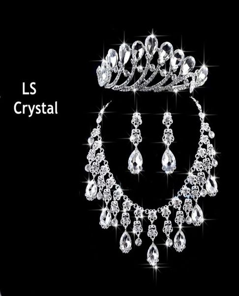 

2015 new arrivals crystal crown necklace earring set bridal jewelry wedding accessories4597693, Silver