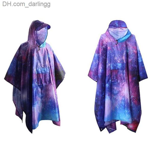 

1pcs 3 in 1 multifunctional raincoat portable waterproof rain cover/outdoor mat/camping tent starry sky rain gear supplie q230824