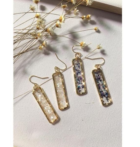 

fuwo natural selenite earrings 24k gold electroplate raw selenite stone crystal blade dangle earrings elegant jewelry er004 y190508572282, Golden