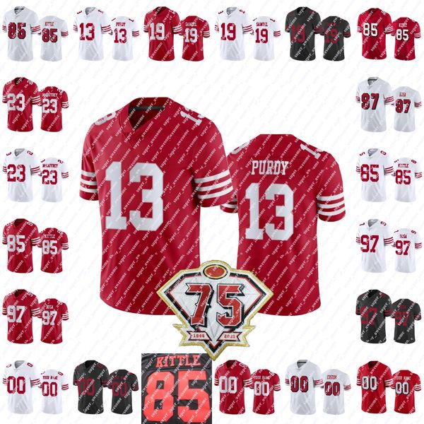 

4xl custom football jersey brock purdy nick bosa christian mccaffrey deebo samuel george kittle trent williams fred warner talanoa hufanga d, Black;red