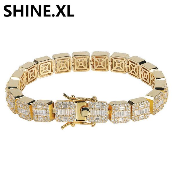 

10mm iced out tennis bracelet full zirconia gold silver plted mens hiphop jewelry 1 row cubic luxury men bracelets241h, Black