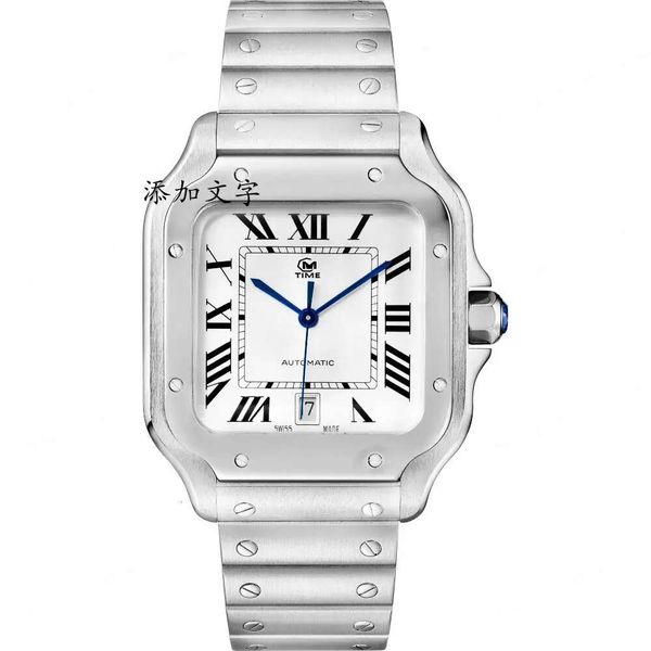 

business watch men's automatic fashion watch has two types of steel band and cowhide band stainless steel sapphire glass suitable for, Slivery;black