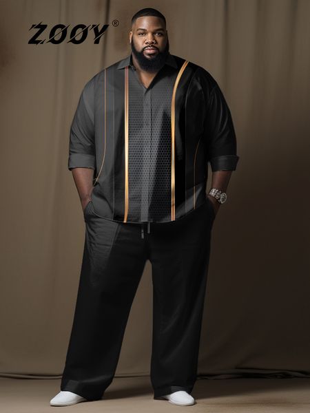 

men's tracksuits zooy print oversized xxxl9xl 200cm chest 2piece plus size long sleeve shirt pantsuit long men's suit 230823, Gray