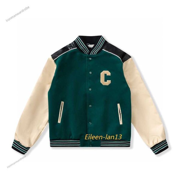 

2023 mens designer jacket men coats flight jacke baseball uniform letter c embroidery pu leather comfortable pearl clasp fashion men's, Black;brown